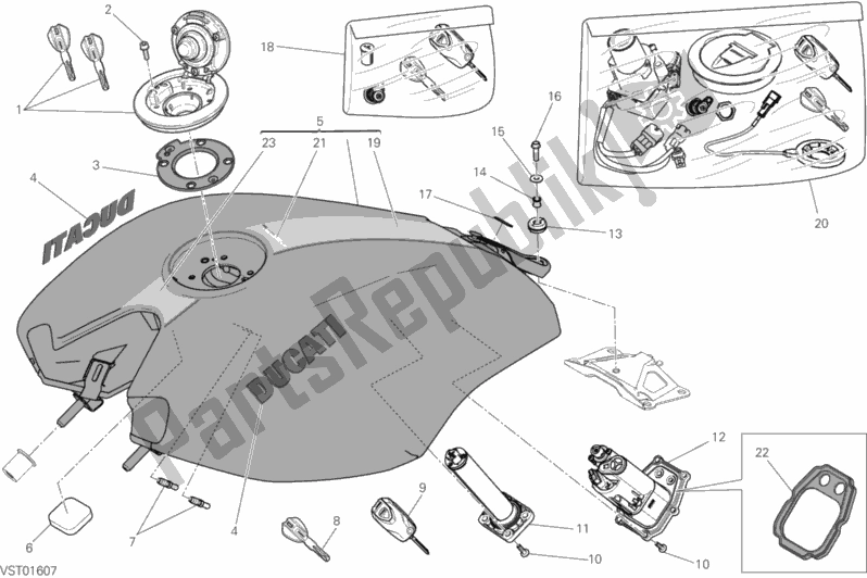 Todas as partes de Tanque De Combustível do Ducati Diavel Xdiavel S Brasil 1260 2018